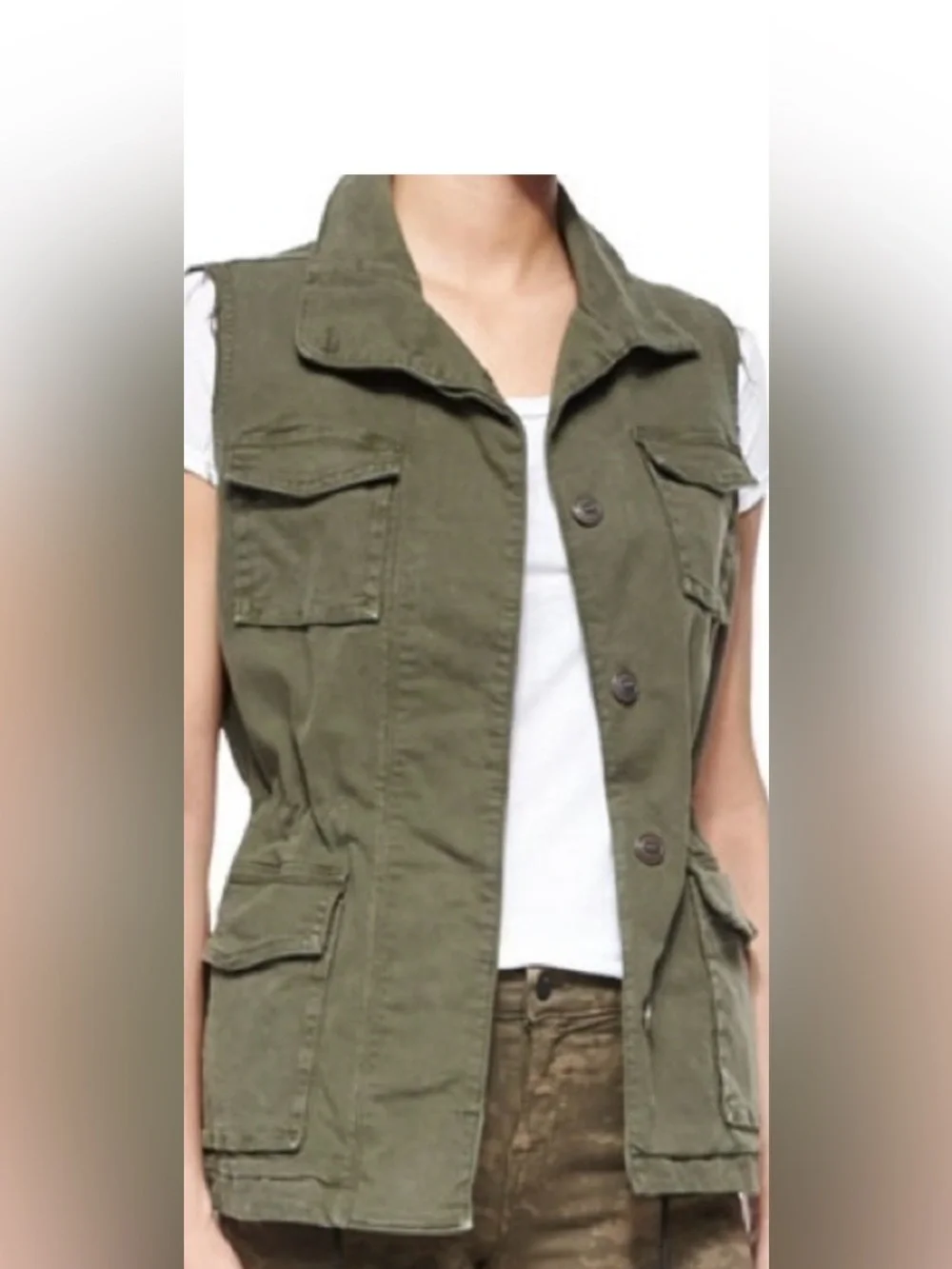Madewell Military Cargo Utility Vest C5320 Olive Green Medium NWOT